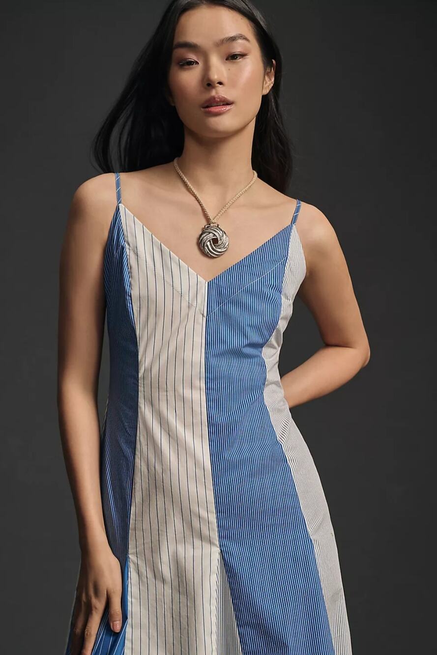 NWT Anthropologie Plenty by Tracy Reese V-Neck High-Low Dress $238 SMALL Blue